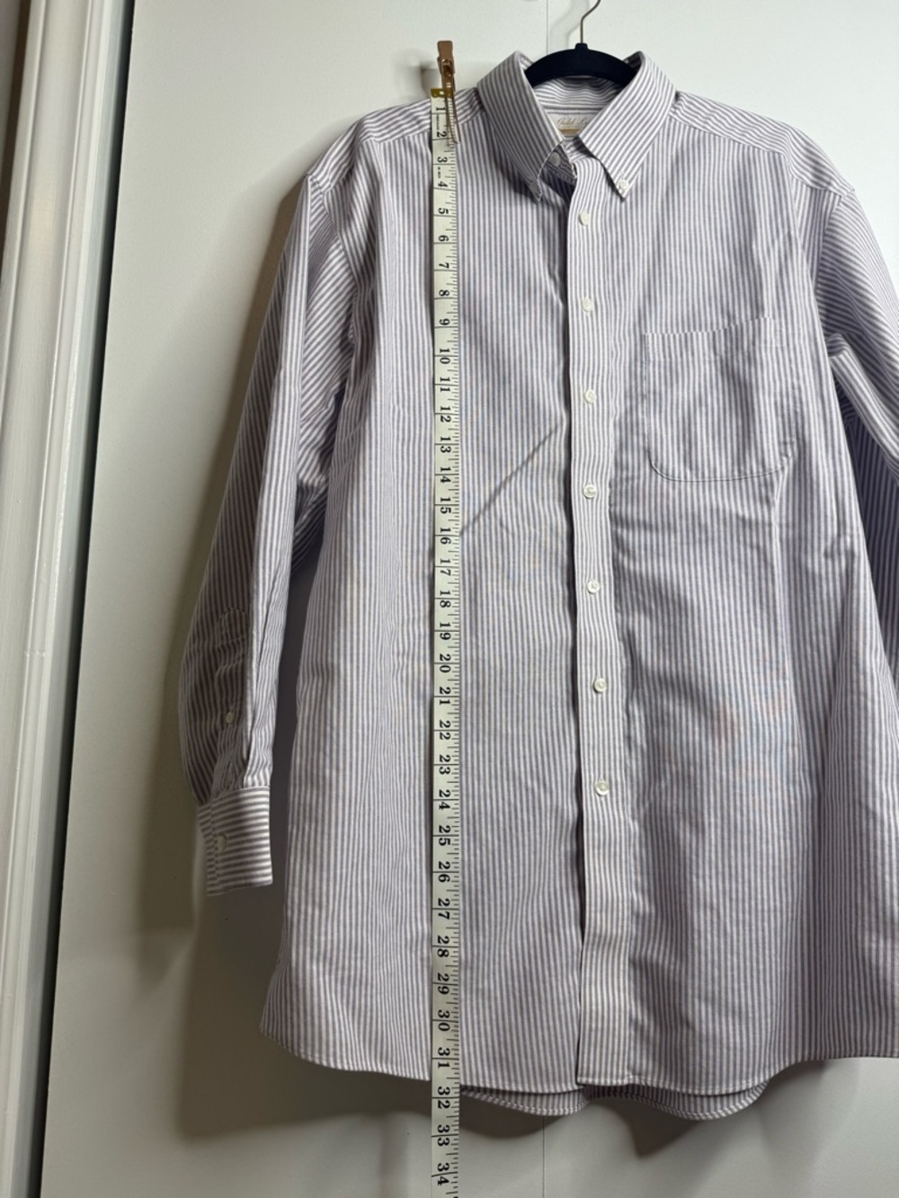 Roundtree and Yorke Men's Striped Button-Down Dress Shirt Non Iron Cotton- 16/33 - Picture 7 of 8